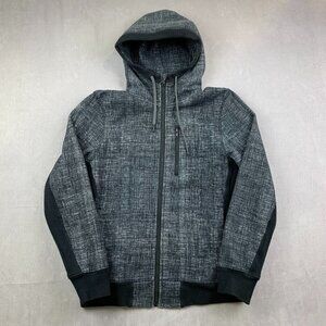 Lululemon Mens Sweater Small Black Heather Full Zip Sequence Hoodie Long Sleeve